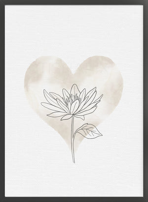 Floral Ink Heart - Beige