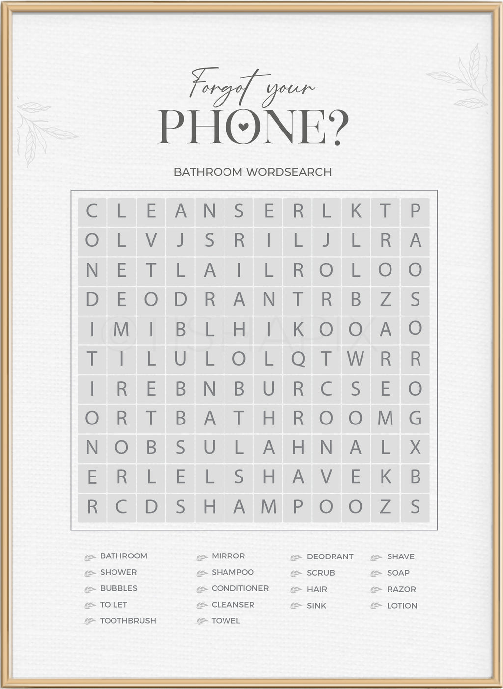 Forgot Your Phone? - Wordsearch