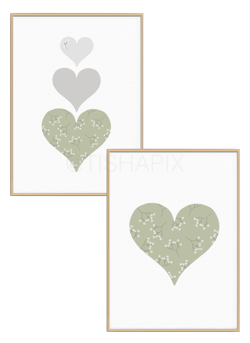 Gypsophila Patterned Hearts (Set of 2)