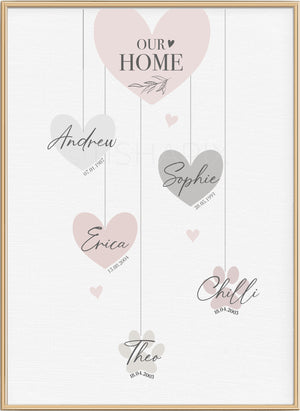 Hanging Family Hearts