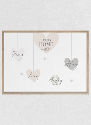 Hanging Family Hearts