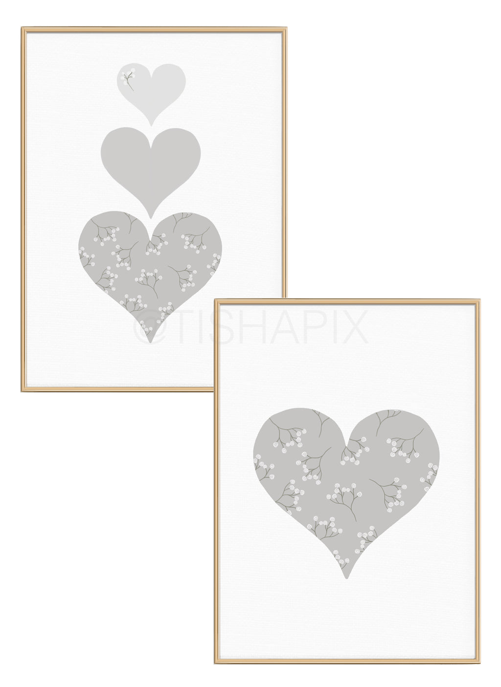 Gypsophila Patterned Hearts (Set of 2)